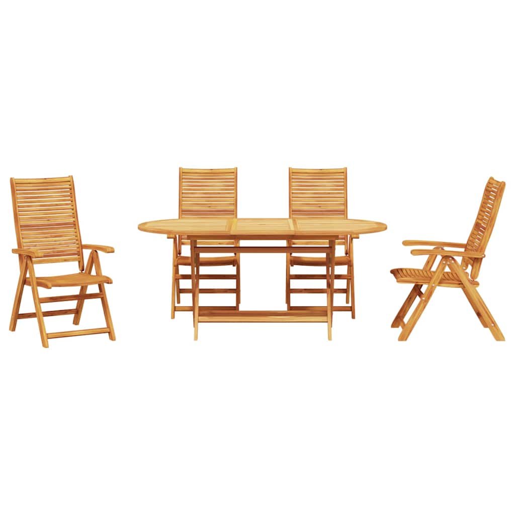 Tuin Eetset 5 Pcs Bruin Massief Acaciahout 4-persoons