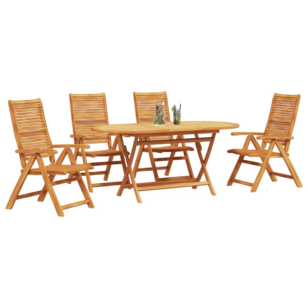 Tuin Eetset 5 Pcs Bruin Massief Acaciahout 4-persoons