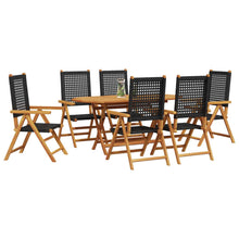 Tuin eettafelset 7 pcs Zwart Massief Acaciahout
