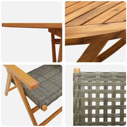 Tuin eettafelset 5 pcs Grijs Massief Acaciahout