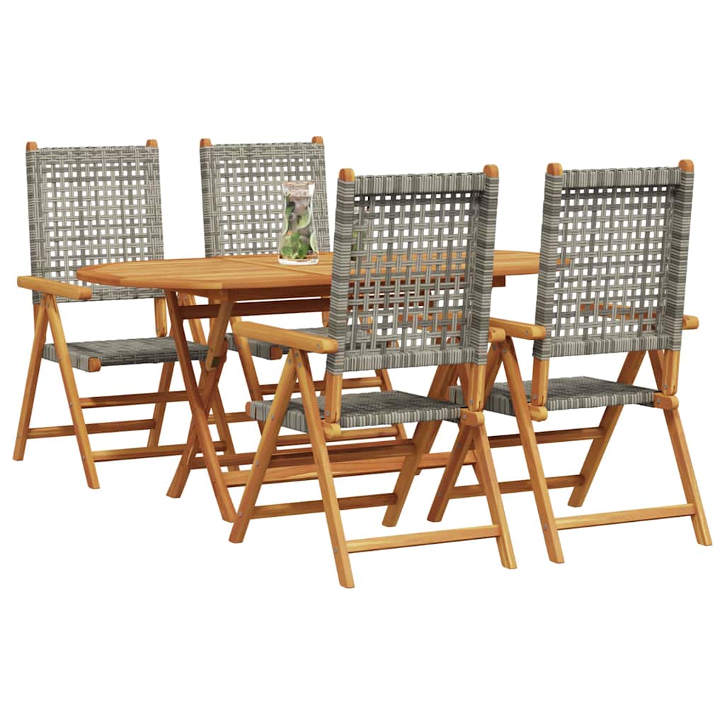 Tuin eettafelset 5 pcs Grijs Massief Acaciahout