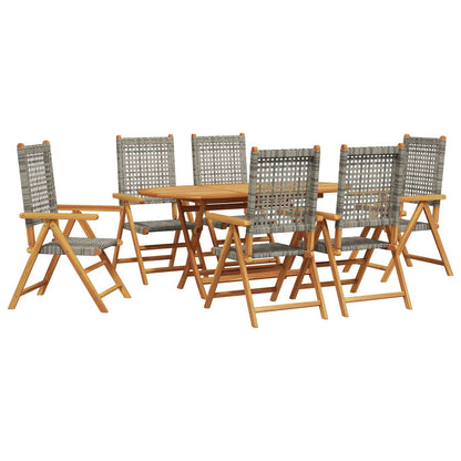 Tuin eettafelset 7 pcs Grijs Massief Acaciahout