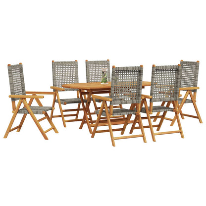 Tuin eettafelset 7 pcs Grijs Massief Acaciahout