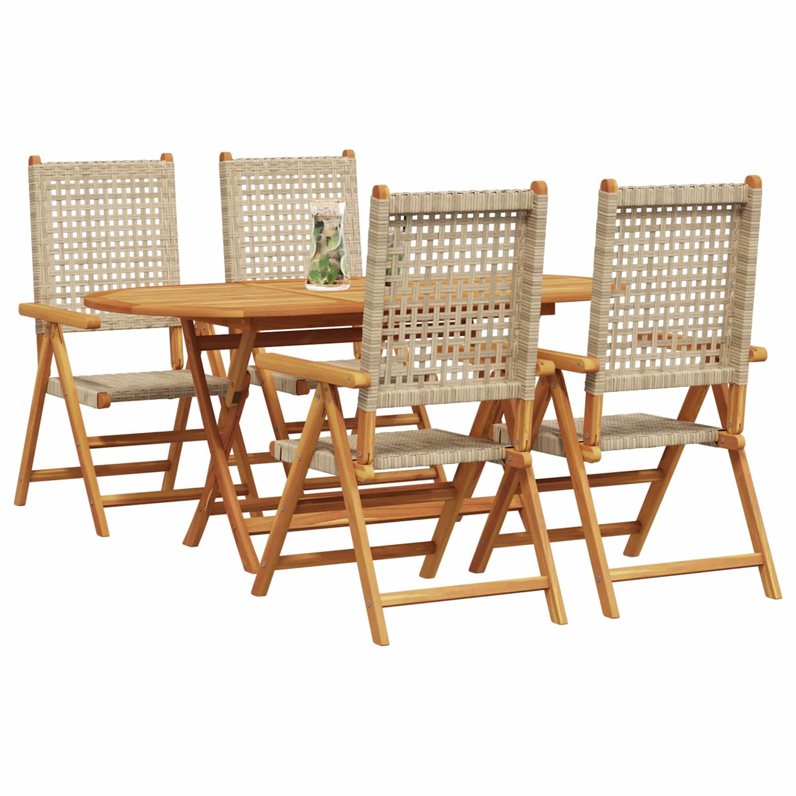 Tuin eettafelset 5 pcs Beige Massief Acaciahout