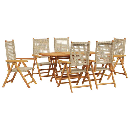 Tuin eettafelset 7 pcs Beige Massief Acaciahout
