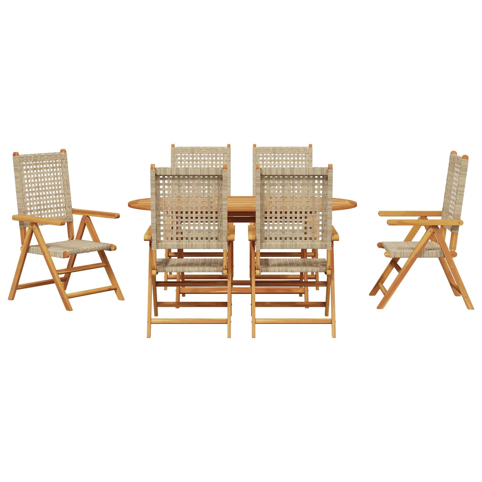 Tuin eettafelset 7 pcs Beige Massief Acaciahout