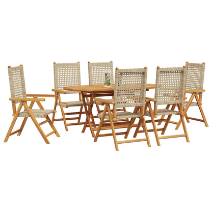 Tuin eettafelset 7 pcs Beige Massief Acaciahout