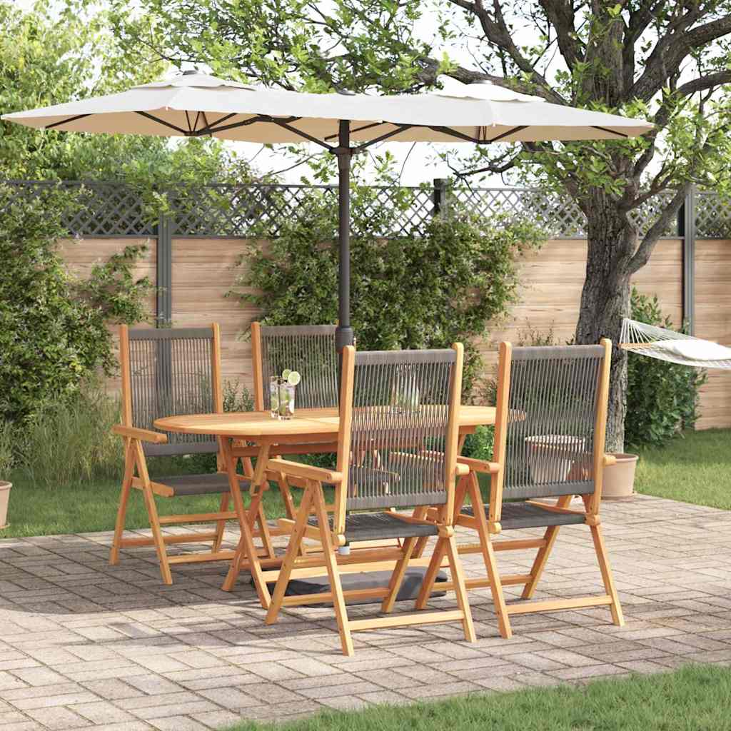 Tuin eettafelset 5 pcs Grijs Massief Acaciahout