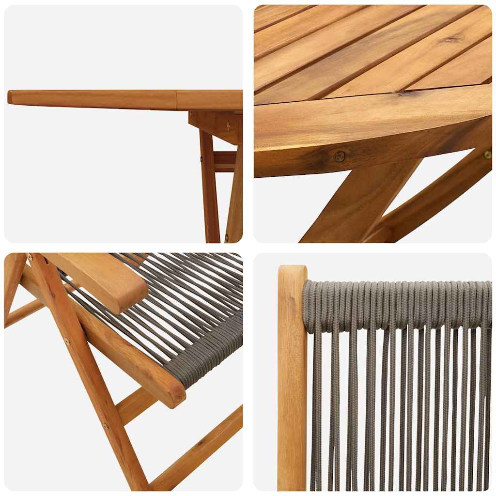 Tuin eettafelset 7 pcs Grijs Massief Acaciahout
