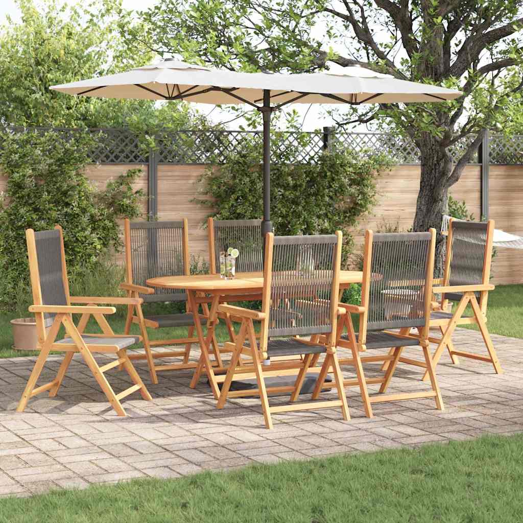 Tuin eettafelset 7 pcs Grijs Massief Acaciahout
