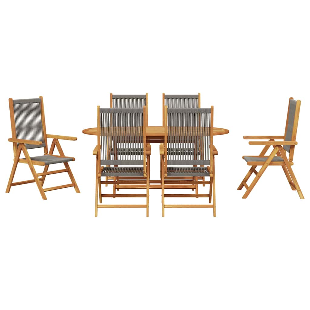 Tuin eettafelset 7 pcs Grijs Massief Acaciahout