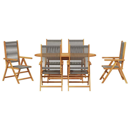 Tuin eettafelset 7 pcs Grijs Massief Acaciahout