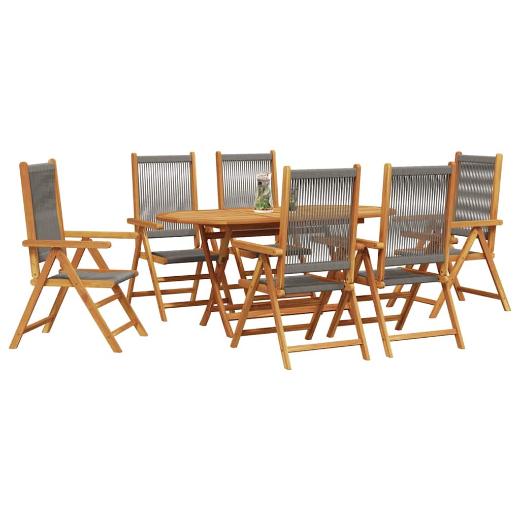 Tuin eettafelset 7 pcs Grijs Massief Acaciahout