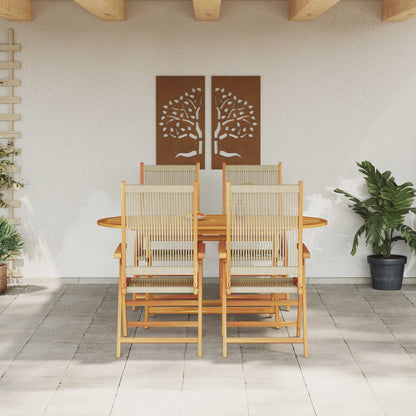 Tuin eettafelset 5 pcs Beige Massief Acaciahout