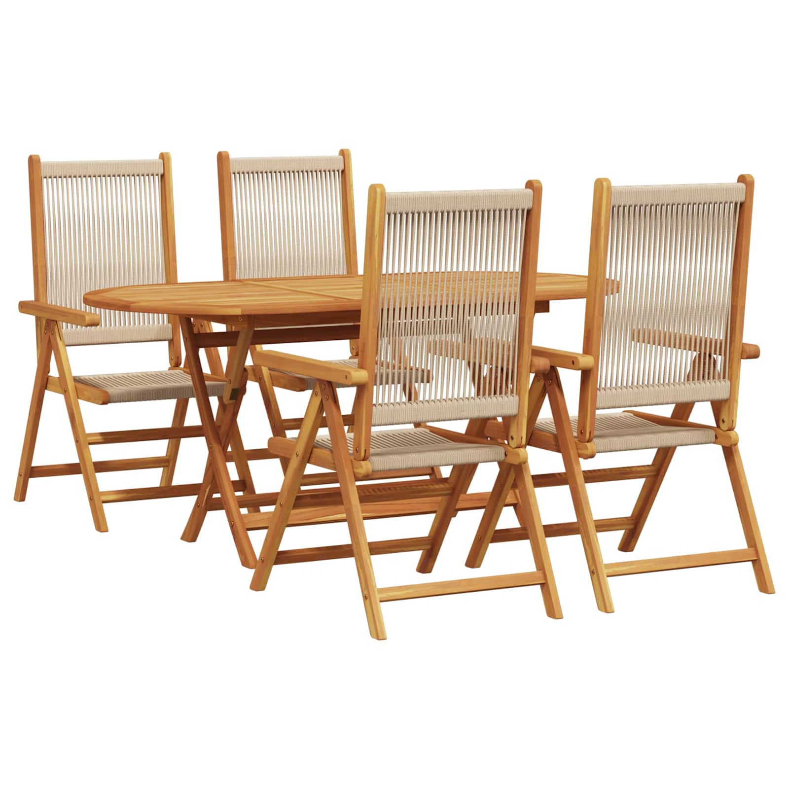 Tuin eettafelset 5 pcs Beige Massief Acaciahout
