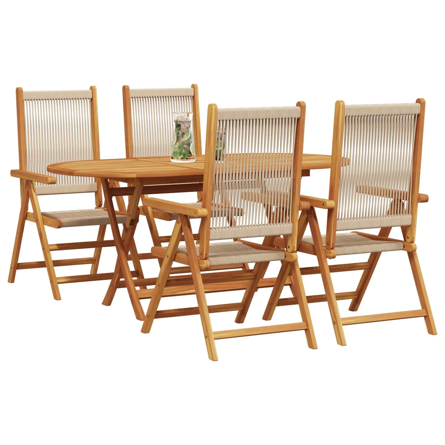 Tuin eettafelset 5 pcs Beige Massief Acaciahout