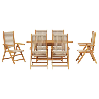 Tuin eettafelset 7 pcs Beige Massief Acaciahout