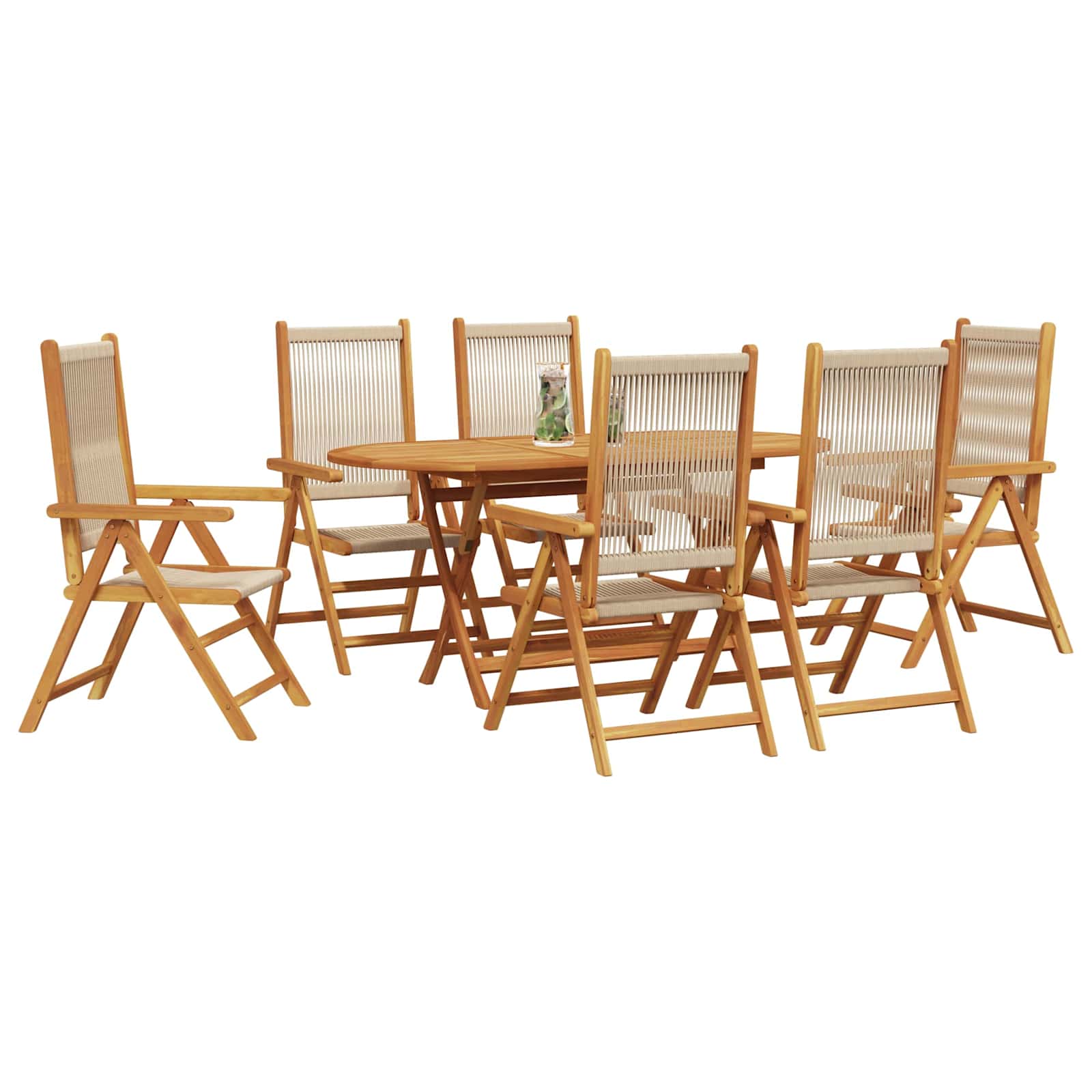 Tuin eettafelset 7 pcs Beige Massief Acaciahout