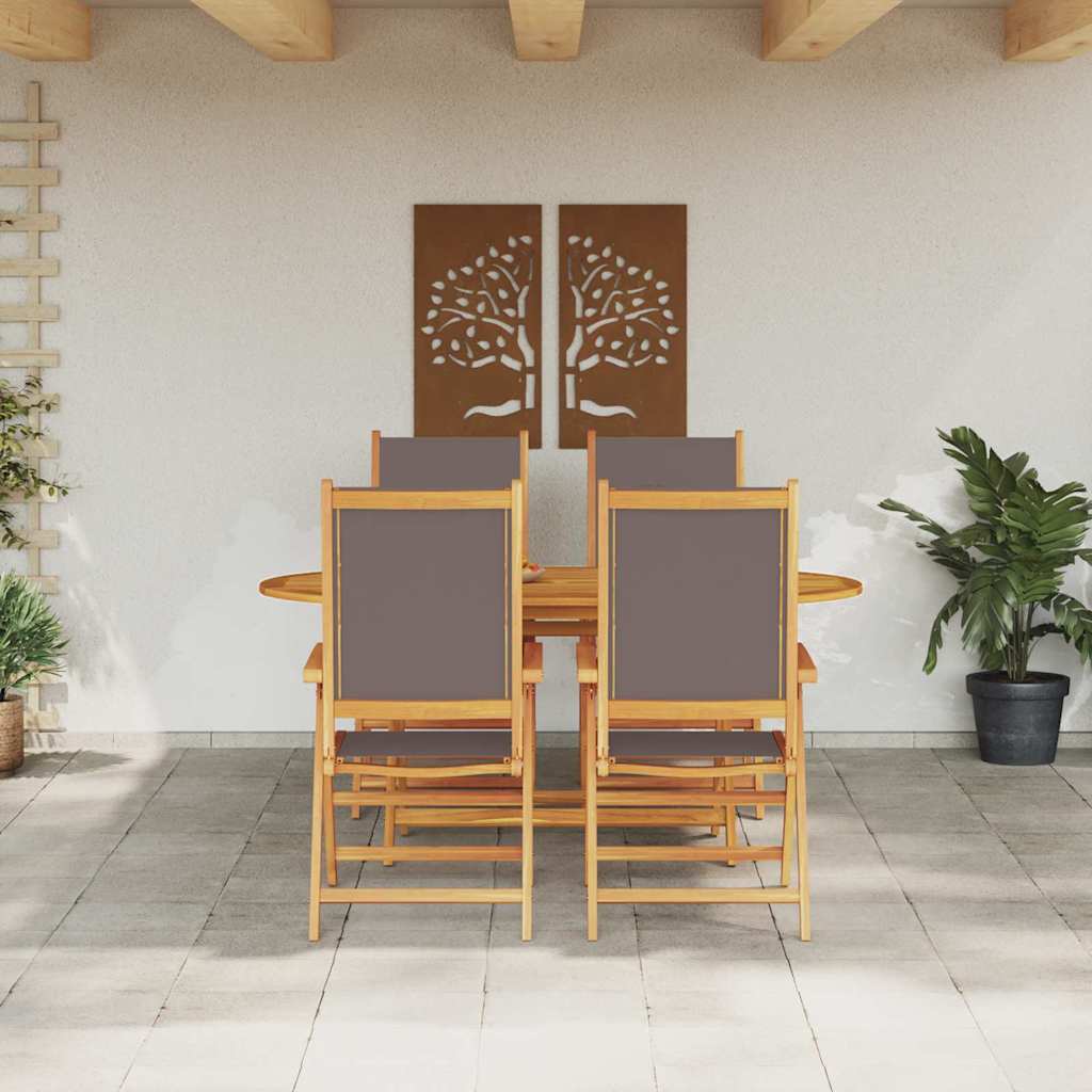 Tuin eettafelset 5 pcs Antraciet Massief Acaciahout