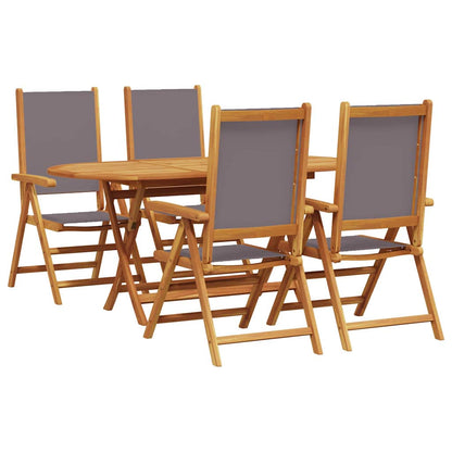 Tuin eettafelset 5 pcs Antraciet Massief Acaciahout