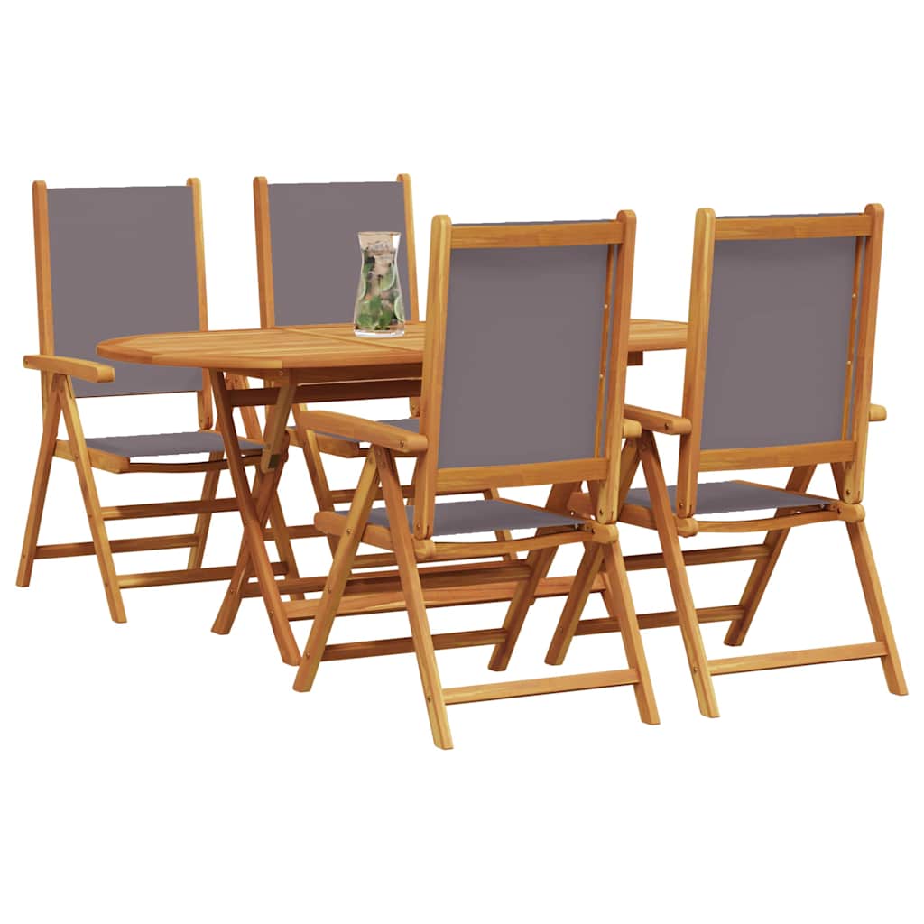 Tuin eettafelset 5 pcs Antraciet Massief Acaciahout