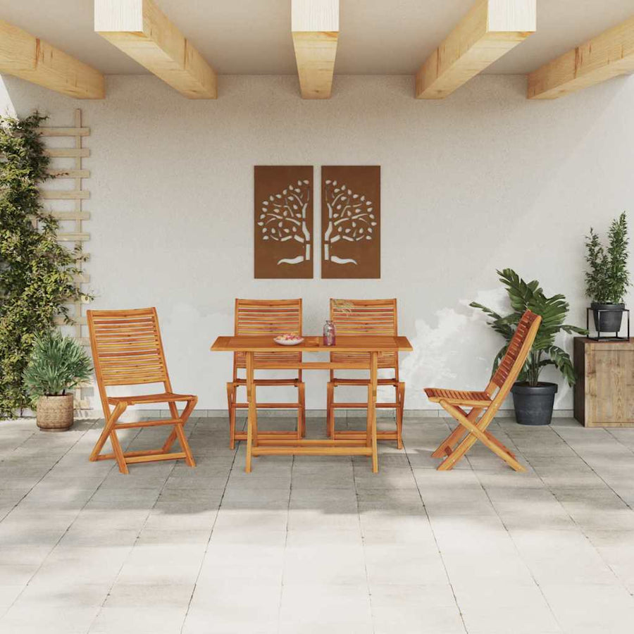 Tuin Eetset 5 Pcs Bruin Massief Acaciahout 4x stoel zonder armleuningen + tafel