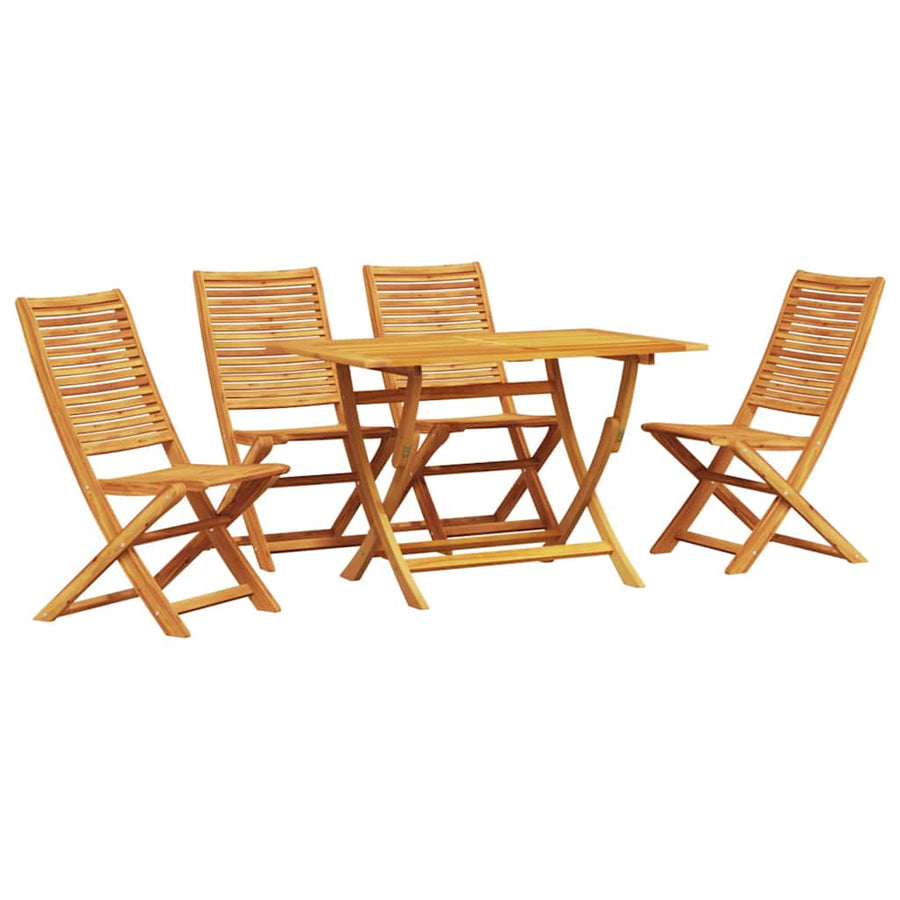 Tuin Eetset 5 Pcs Bruin Massief Acaciahout 4x stoel zonder armleuningen + tafel