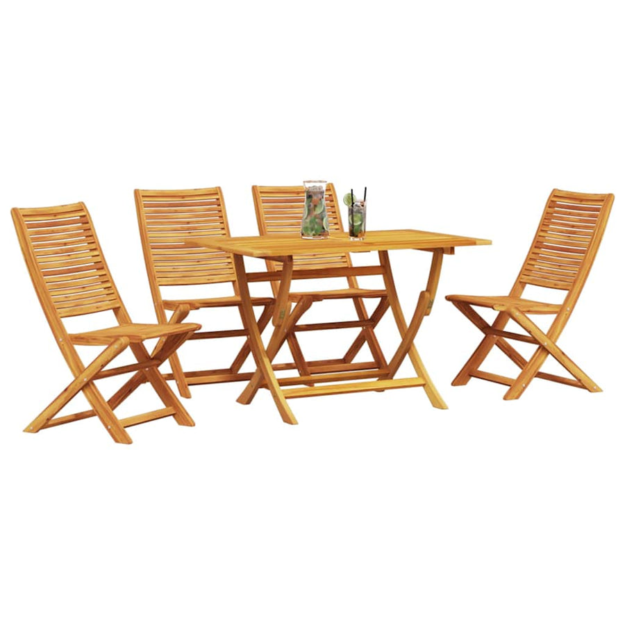Tuin Eetset 5 Pcs Bruin Massief Acaciahout 4x stoel zonder armleuningen + tafel