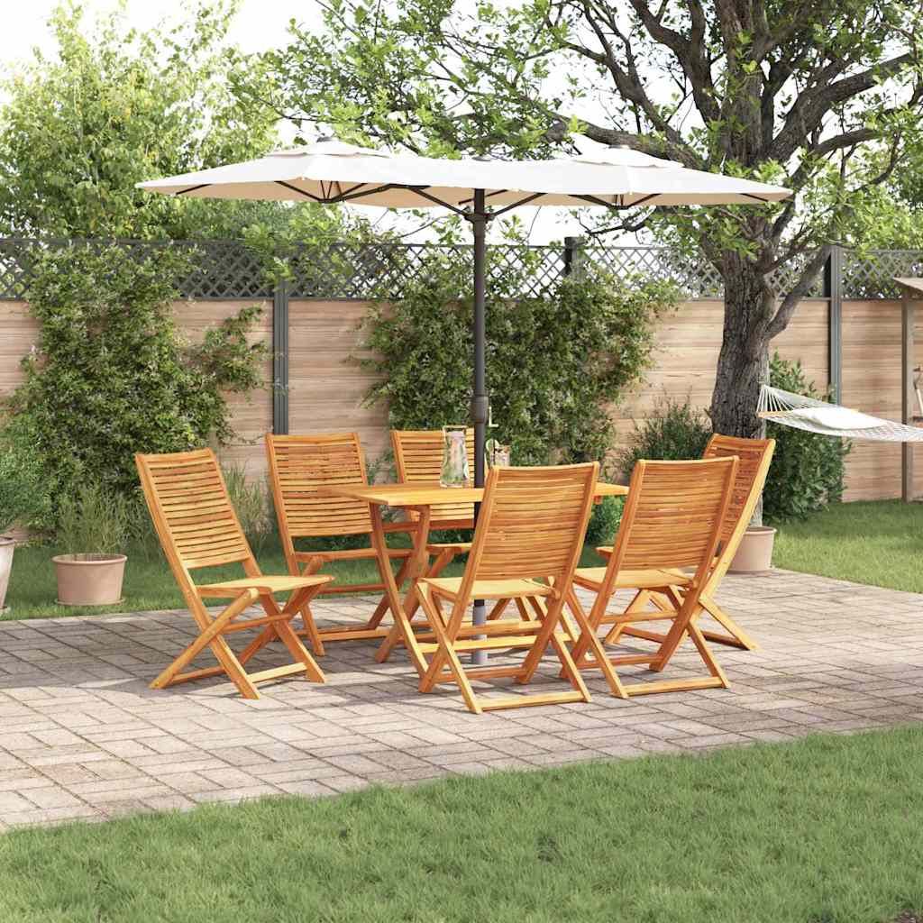 Tuin Eetset 7 Pcs Bruin Massief Acaciahout 6x stoel zonder armleuningen + tafel