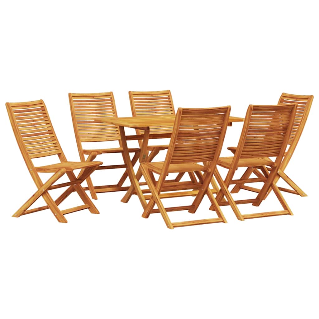 Tuin Eetset 7 Pcs Bruin Massief Acaciahout 6x stoel zonder armleuningen + tafel