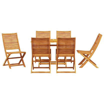 Tuin Eetset 7 Pcs Bruin Massief Acaciahout 6x stoel zonder armleuningen + tafel
