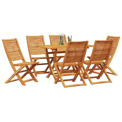 Tuin Eetset 7 Pcs Bruin Massief Acaciahout 6x stoel zonder armleuningen + tafel
