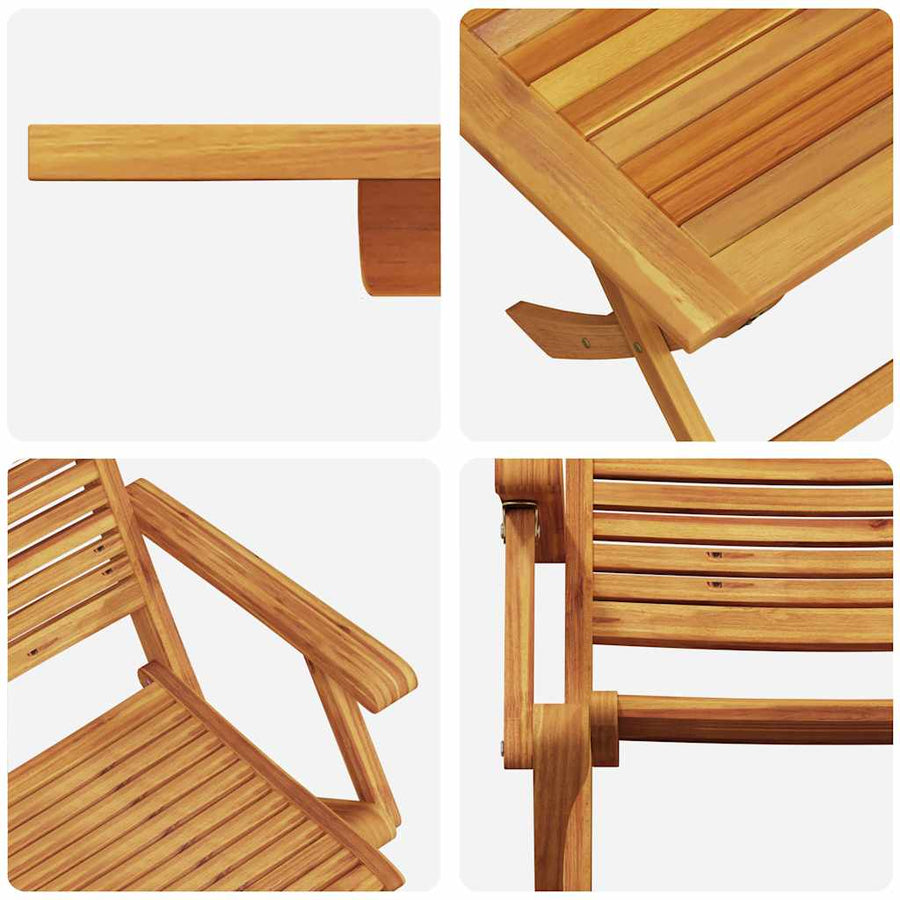 Tuin Eetset 5 Pcs Bruin Massief Acaciahout 4x stoelen met armleuningen + tafel