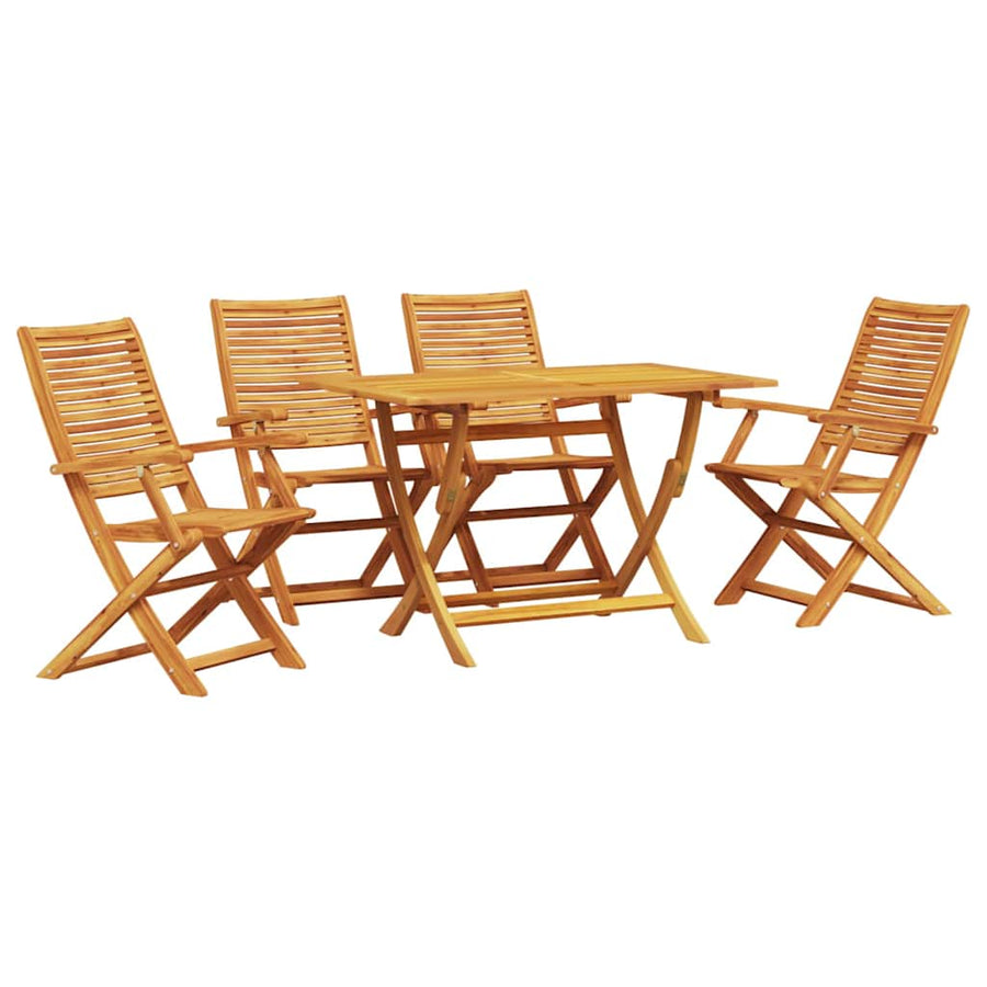 Tuin Eetset 5 Pcs Bruin Massief Acaciahout 4x stoelen met armleuningen + tafel