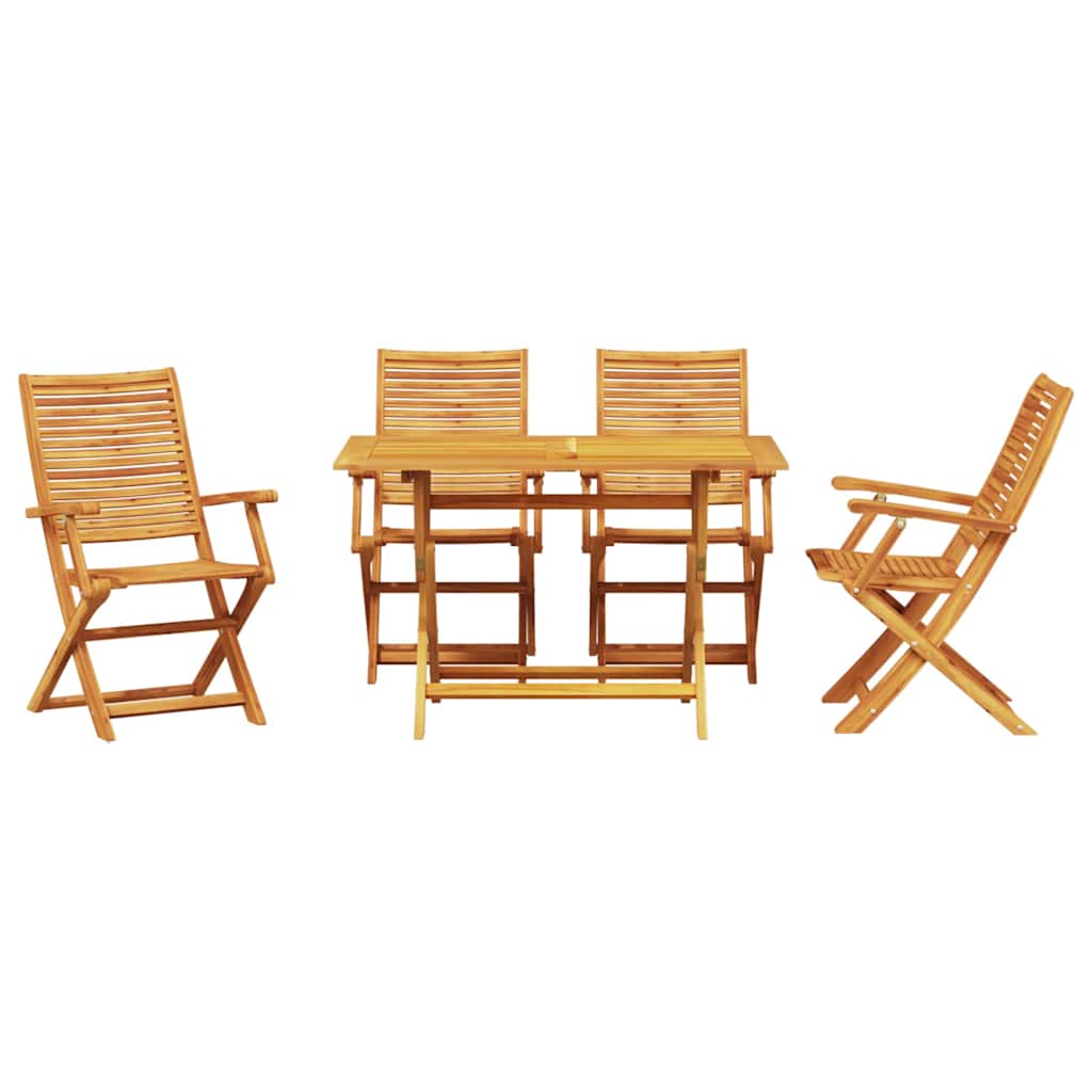 Tuin Eetset 5 Pcs Bruin Massief Acaciahout 4x stoelen met armleuningen + tafel