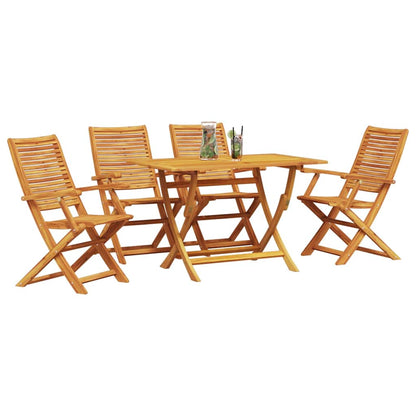 Tuin Eetset 5 Pcs Bruin Massief Acaciahout 4x stoelen met armleuningen + tafel