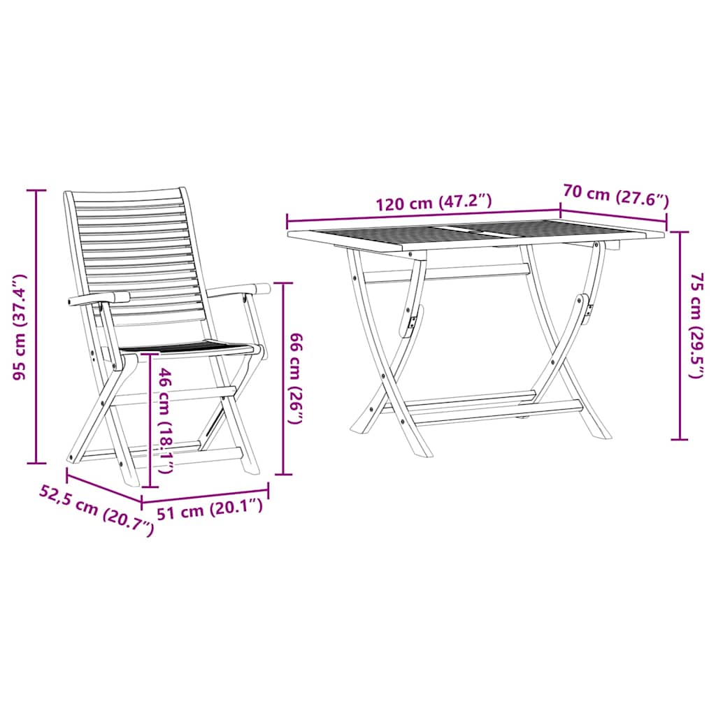 Tuin Eetset 5 Pcs Bruin Massief Acaciahout 4x stoelen met armleuningen + tafel