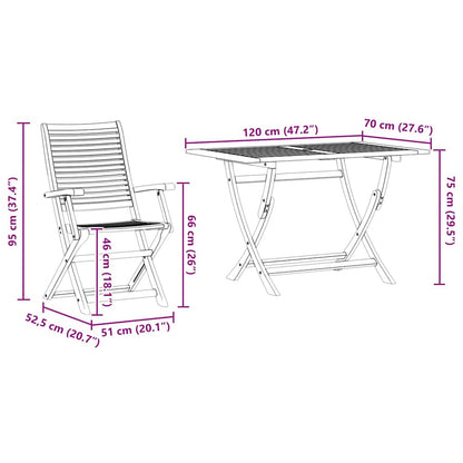 Tuin Eetset 5 Pcs Bruin Massief Acaciahout 4x stoelen met armleuningen + tafel