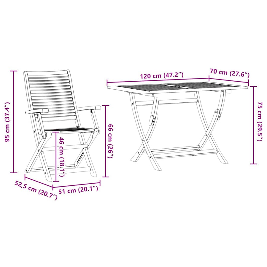 Tuin Eetset 5 Pcs Bruin Massief Acaciahout 4x stoelen met armleuningen + tafel