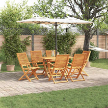 Tuin Eetset 7 Pcs Bruin Massief Acaciahout 6x stoel met armleuningen + tafel