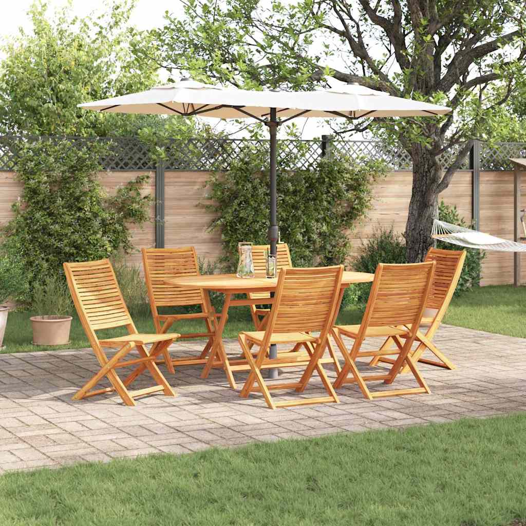 Tuin Eetset 7 Pcs Bruin Massief Acaciahout 6x stoel zonder armleuningen + tafel