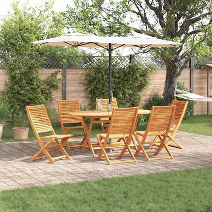 Tuin Eetset 7 Pcs Bruin Massief Acaciahout 6x stoel zonder armleuningen + tafel