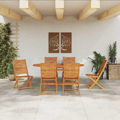 Tuin Eetset 7 Pcs Bruin Massief Acaciahout 6x stoel zonder armleuningen + tafel