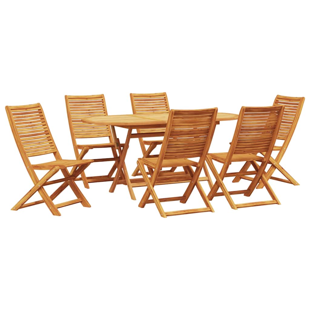 Tuin Eetset 7 Pcs Bruin Massief Acaciahout 6x stoel zonder armleuningen + tafel
