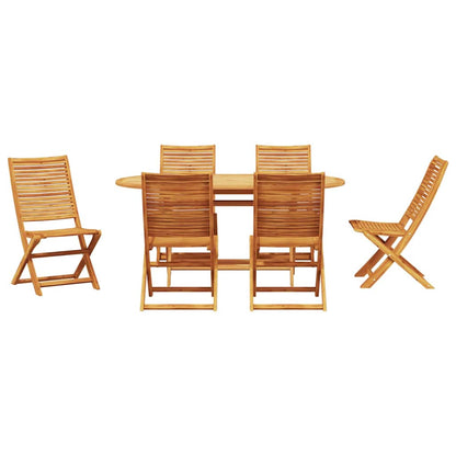 Tuin Eetset 7 Pcs Bruin Massief Acaciahout 6x stoel zonder armleuningen + tafel