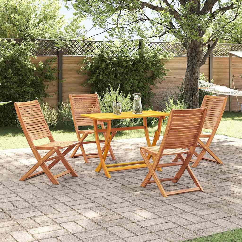Tuin Eetset Met Kussen 5 Pcs Bruin Massief Acaciahout