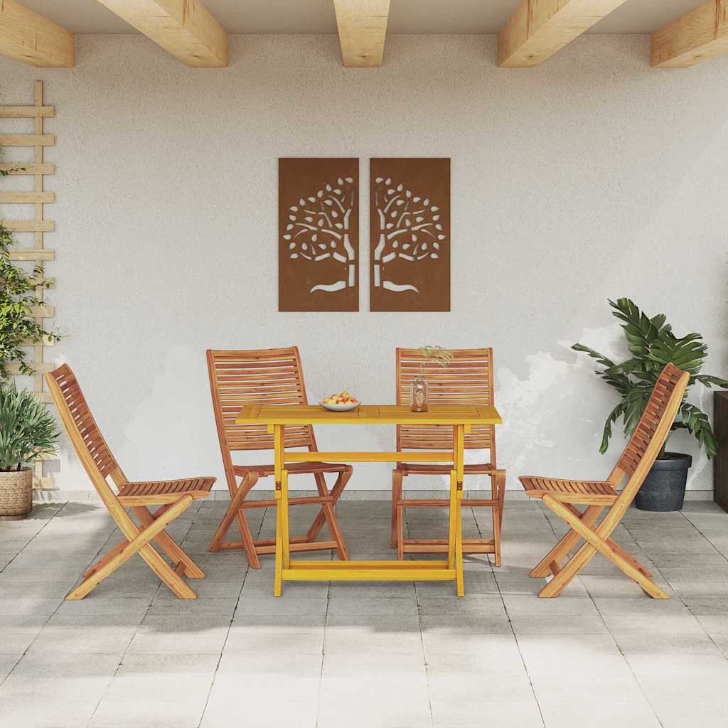 Tuin Eetset Met Kussen 5 Pcs Bruin Massief Acaciahout
