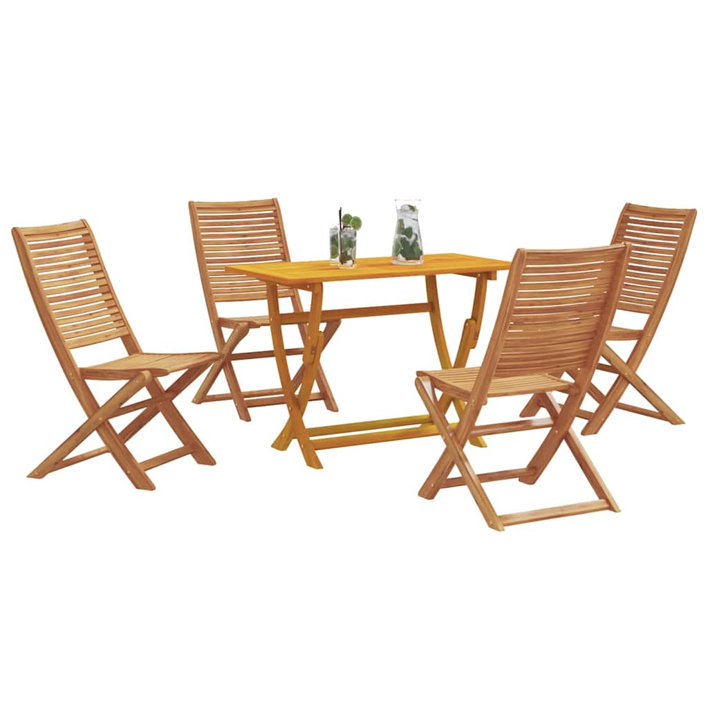 Tuin Eetset Met Kussen 5 Pcs Bruin Massief Acaciahout