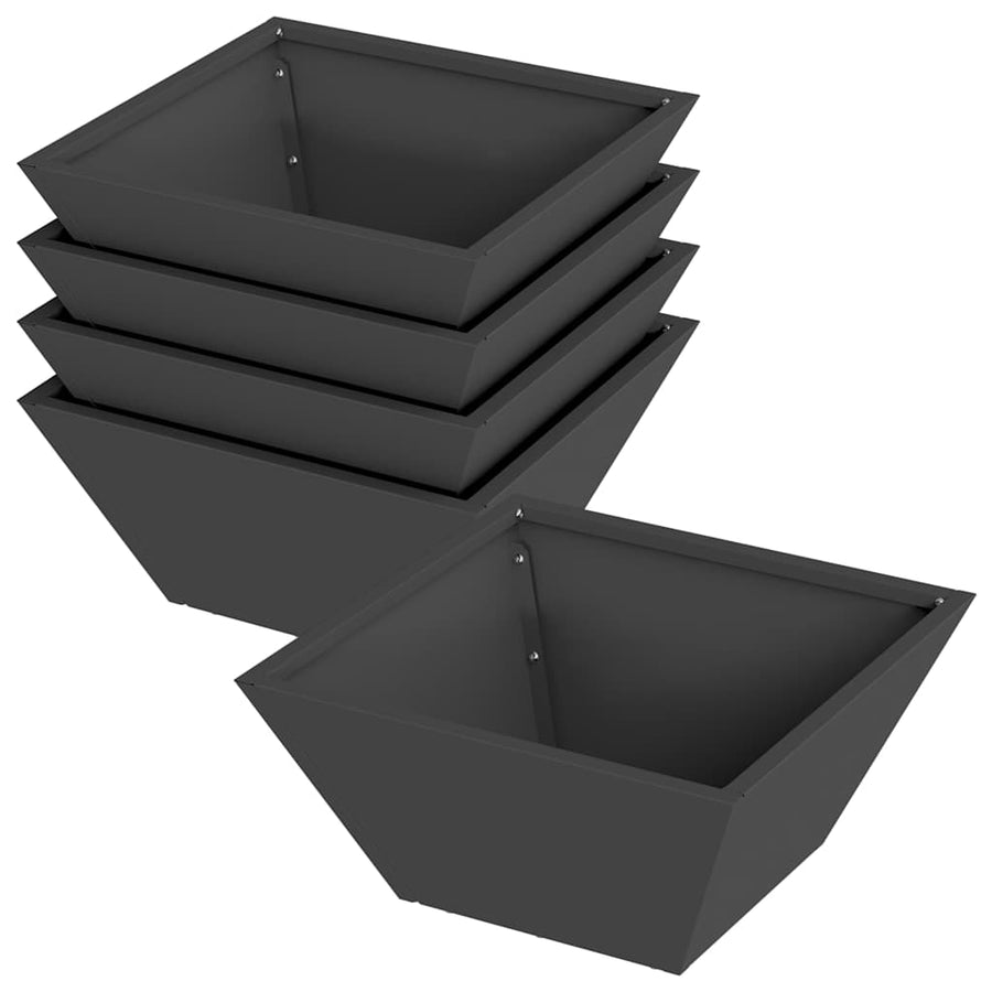 Plastic Plantenbak 5 pcs Zwart 35 x 35 x 15 cm Staal