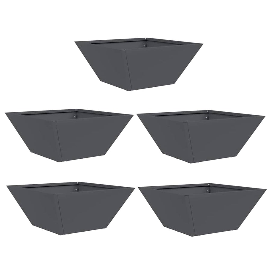 Plastic Plantenbak 5 pcs Antraciet 35 x 35 x 15 cm Staal